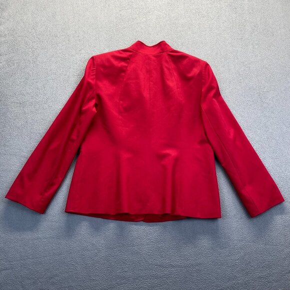 Tahari Women's Blazer Solid Red Gold Buttons Long Sleeve Lined Size 18 - Picture 6 of 12